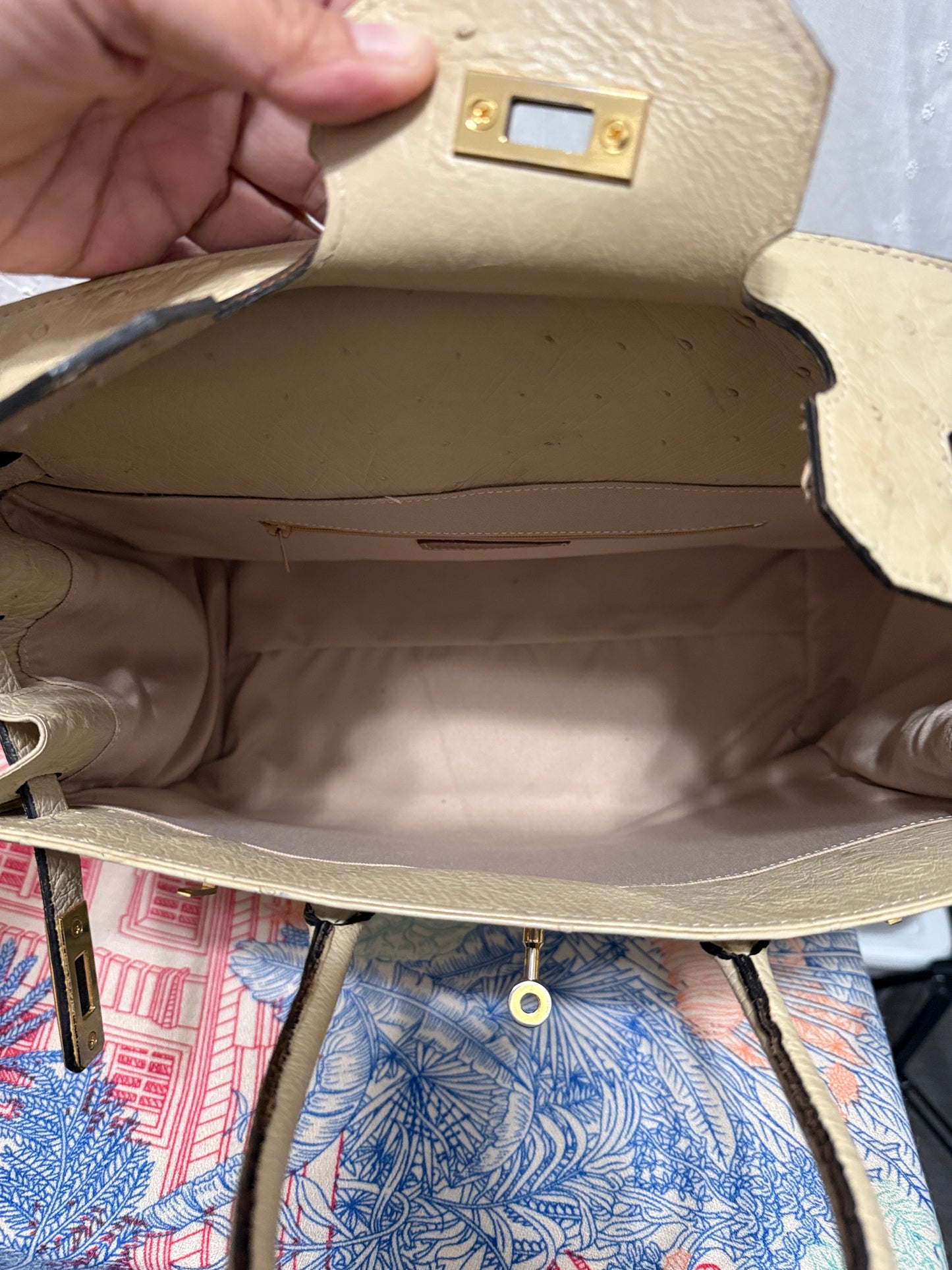 Vintage Italian Ostrich Leather Bag – Ivory White