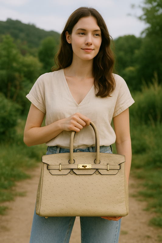 Vintage Italian Ostrich Leather Bag – Ivory White